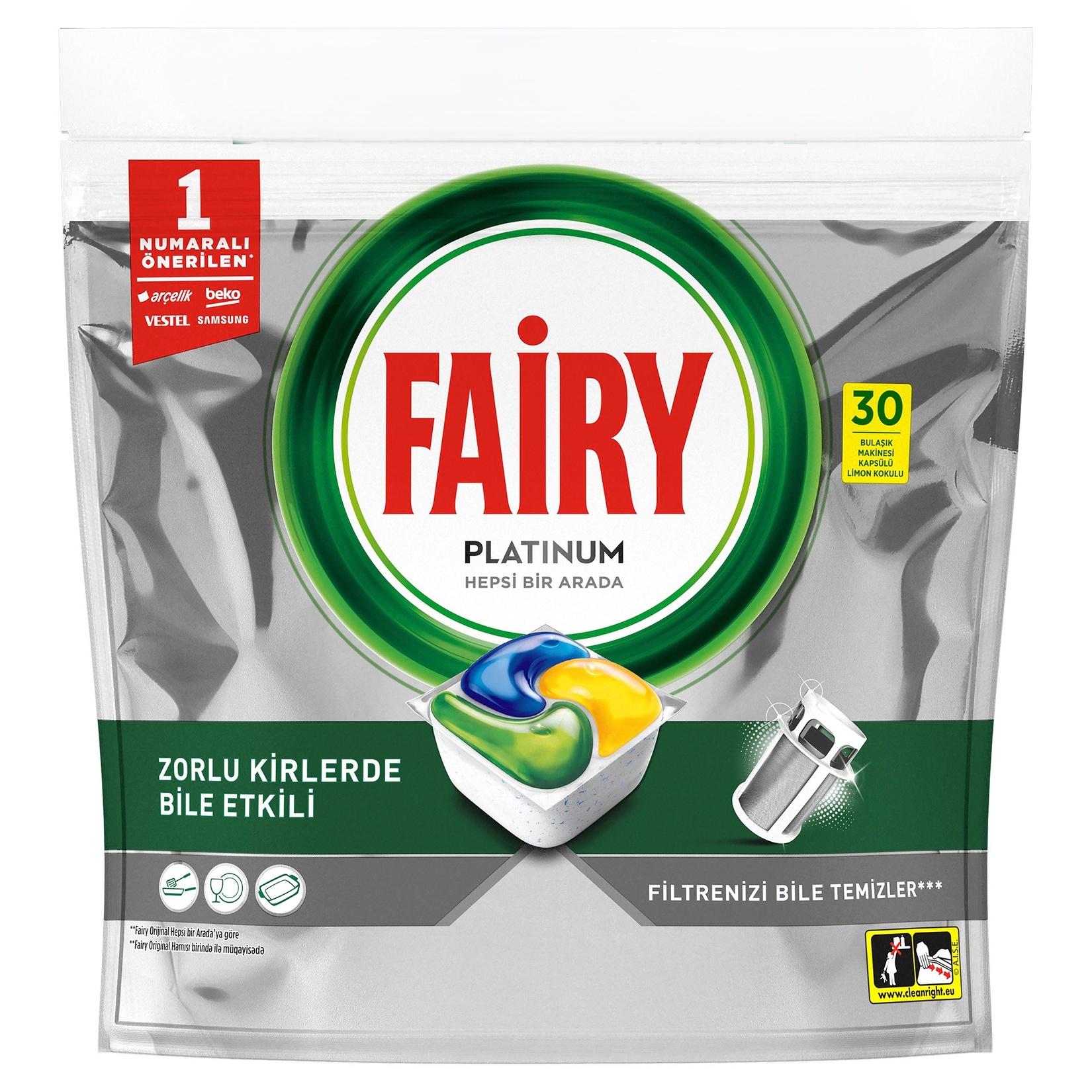 FAIRY ჭურჭლის სარეცხი კაფსულა PLATINIUM 30 ცალი