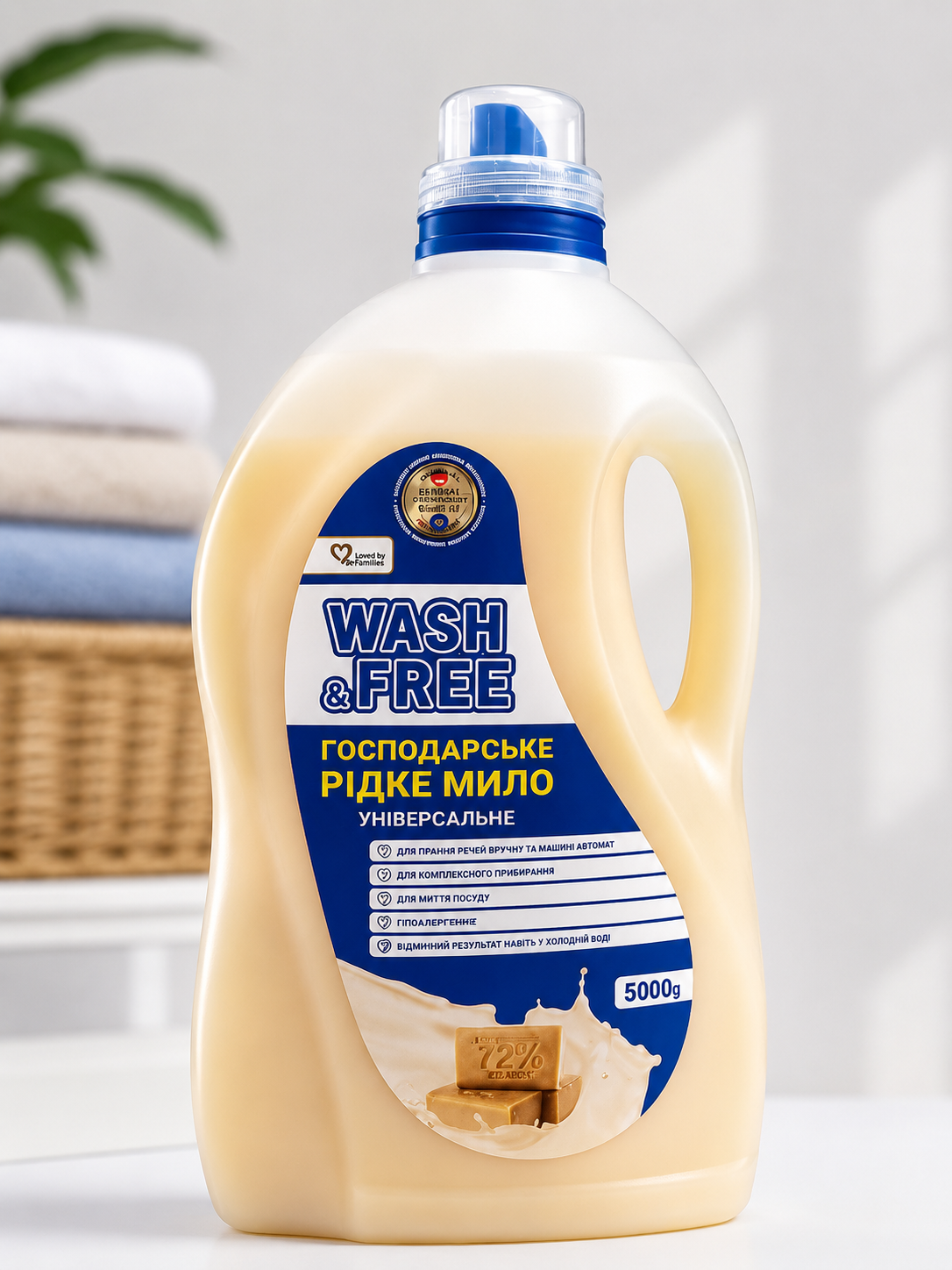 WASH@FREE შავი საპონის გერმანული თხევადი სარეცხი საშუალება 5000 ML უნივერსალური